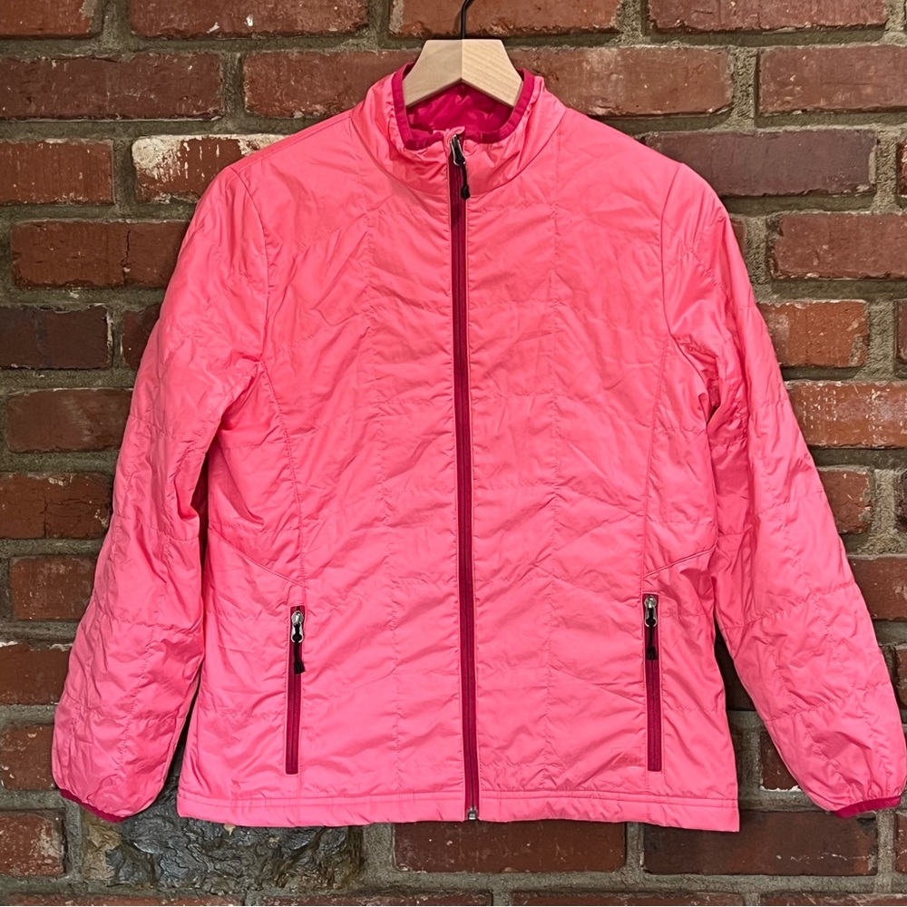 REI kids girls'  lightweight‎ pink jacket zip up size XL 18 -Minor FLAW NOTED